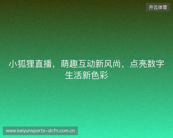 小狐狸直播，萌趣互动新风尚，点亮数字生活新色彩